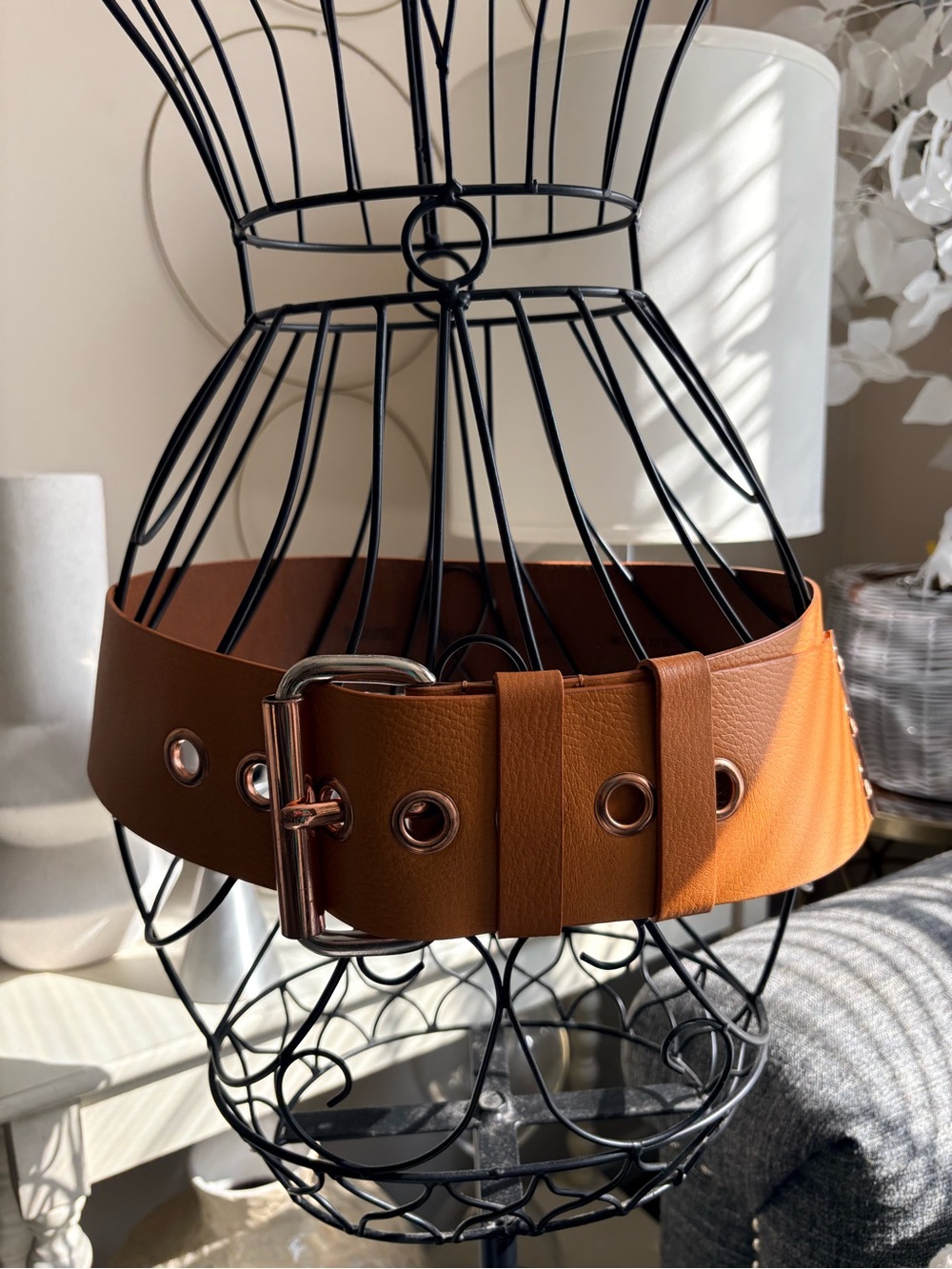 Nanette Lepore Brown Leather Wide Chunky Belt Size M